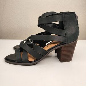 Lucky Brand Black Block Heel Sandals Sz 8.5
